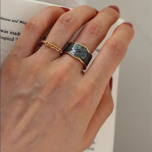 CLOSING SALE! 18K Gold Plated Adjustable Shimmery Ring - Picture 11 of 13